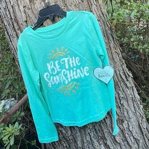 NWT Four Hearts Green Long Sleeves Tee Be The Sunshine Cotton Polyester Blend 6